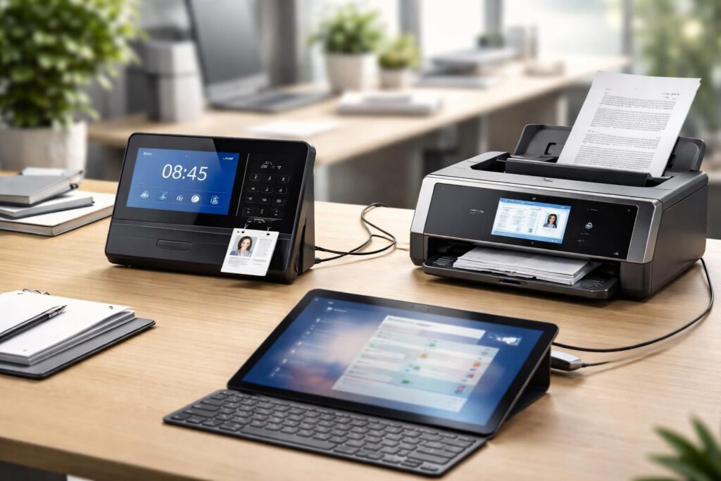 découvrez la solution idéale pour vos connexions professionnelles avec notre badgeuse, scanner et tablette windows intégrés. un montage performant et fiable qui simplifie vos opérations au quotidien.