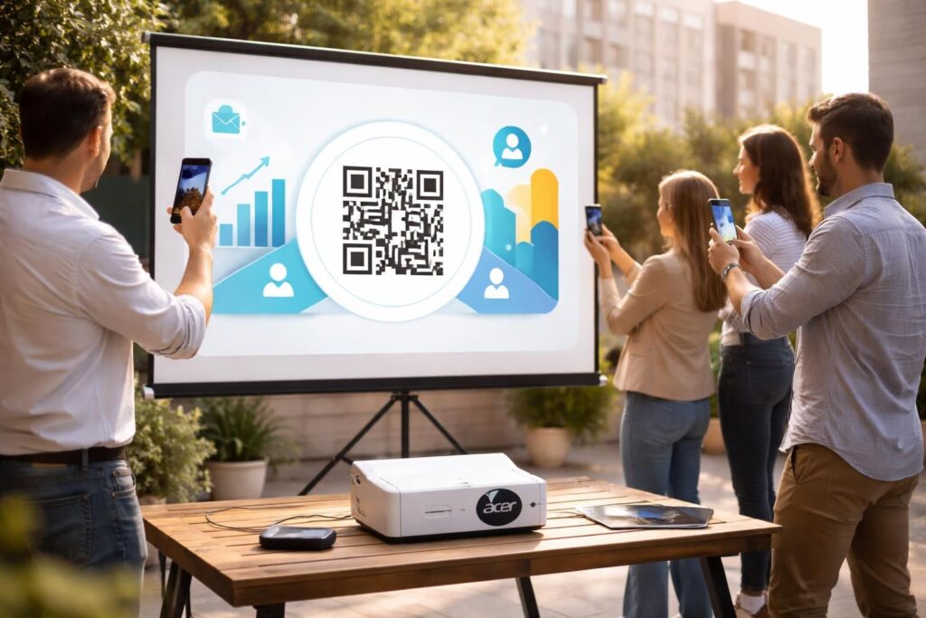 découvrez comment utiliser la projection avec qr codes via les vidéoprojecteurs acer pour augmenter efficacement les conversions sur le terrain.