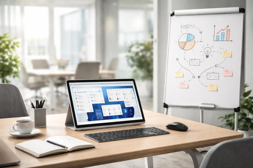 découvrez la tablette windows, votre nouveau poste de démonstration polyvalent qui remplace à la fois l’ordinateur portable et le paperboard pour des présentations interactives et efficaces.